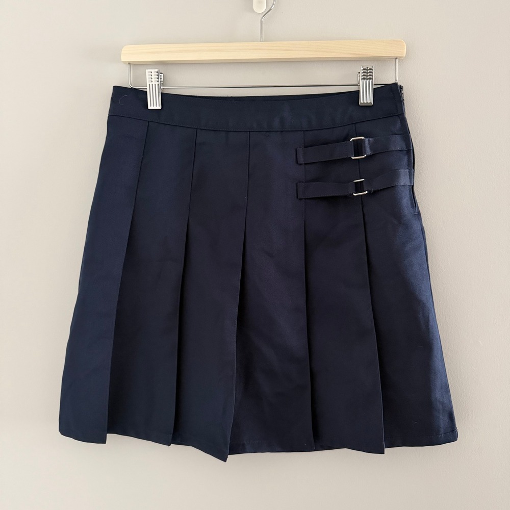 French Toast Navy Blue Pleated Skort School Uniform Size 14 Buckle Detail Preppy
